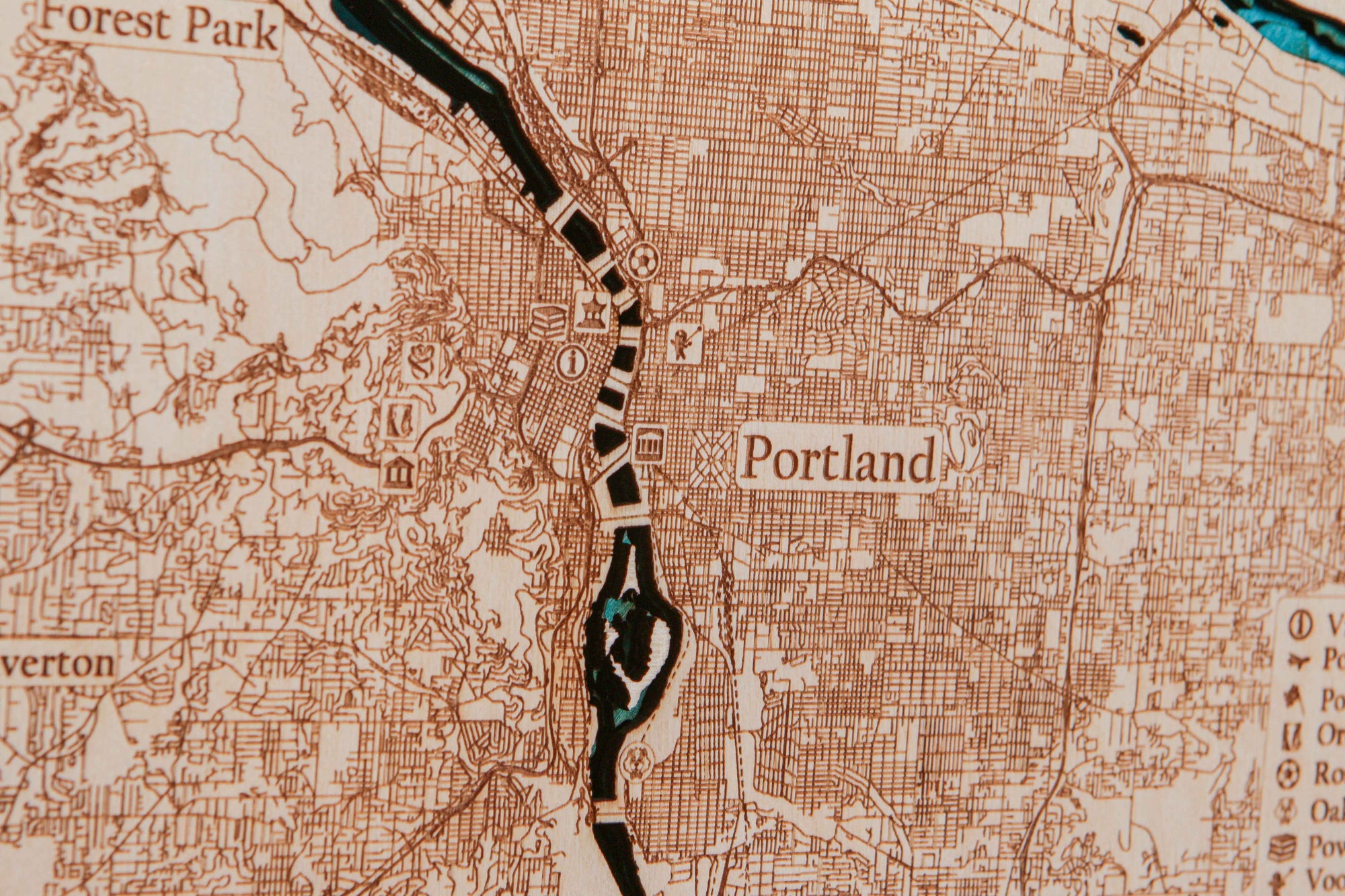 Small Portland Oregon 3D Wood Map – Tahoe Wood Maps