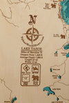 Large Lake Tahoe 3D Wood Map