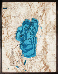 Large Lake Tahoe Hillshade 3D Wood Map – Tahoe Wood Maps
