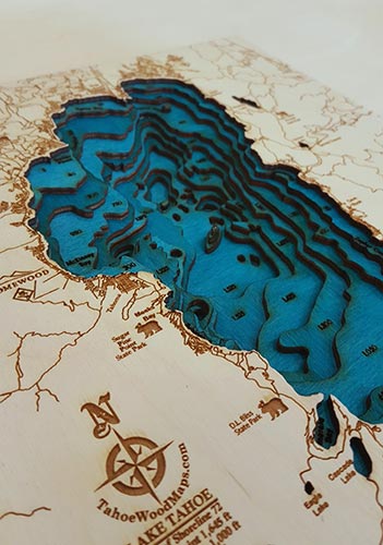 Mini Lake Tahoe 3D Wood Map – Tahoe Wood Maps