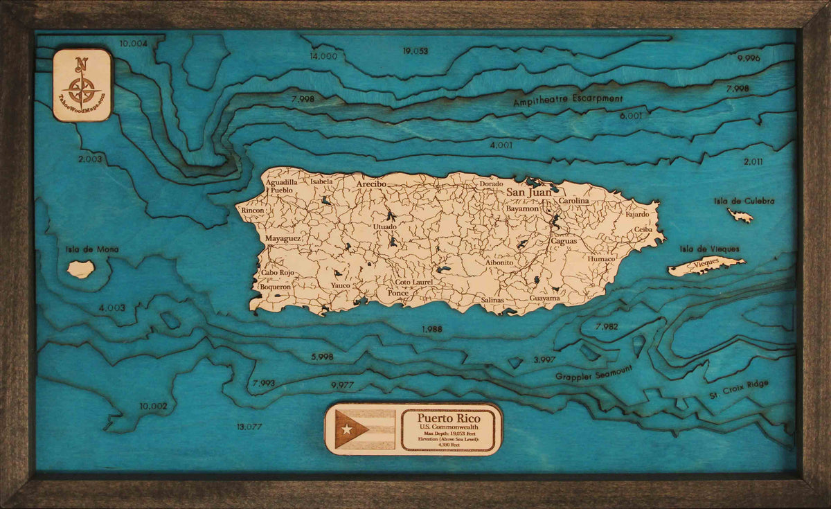 Puerto Rico 3D Wood Map – Tahoe Wood Maps