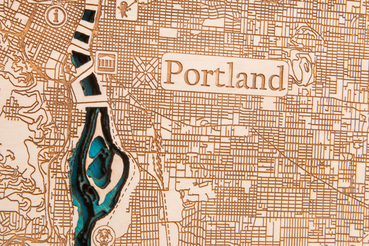 Portland Oregon 3D Wood Map – Tahoe Wood Maps